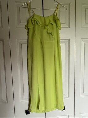 NWT She + Sky Lime Green Ruffle Strapless Dress Medium